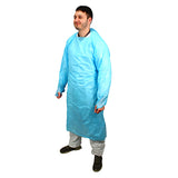 Safety Zone® ProGuard® CPE Isolation Gowns, Long Sleeves, Thumb Loops, 4 Mil, Blue, 10/Bag, 10 Bags/Case, 50" Long (SZNMCPE-50B-XL-4) Case of 100