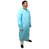 Safety Zone® ProGuard® CPE Isolation Gowns, Long Sleeves, Thumb Loops, 1.75 Mil, Blue, 25/Bag, 4 Bags/Case, 55" Long (SZNMCPE-55B) Case of 100