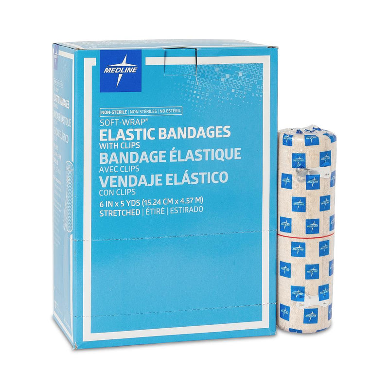 Soft-Wrap Elastic Bandage with Clips, 6" x 5 yd., 10/BX  (MDS046006ZZ) Box of 10