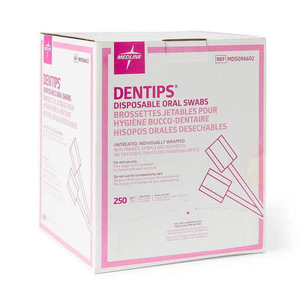 DenTips Oral Swab, Untreated, Adult, Individually Wrapped, 250/BX  (MDS096602Z) Box of 250