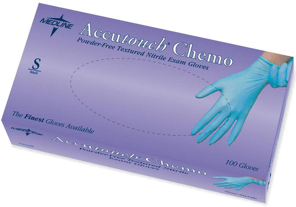 Accutouch Chemo Powder-Free Blue Nitrile Exam Gloves, Size S, 100/BX  (MDS192084H) Box of 100