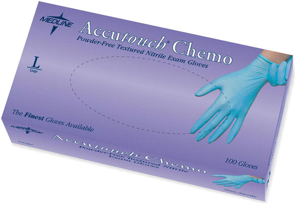 Accutouch Chemo Powder-Free Blue Nitrile Exam Gloves, Size L, 100/BX  (MDS192086H) Box of 100