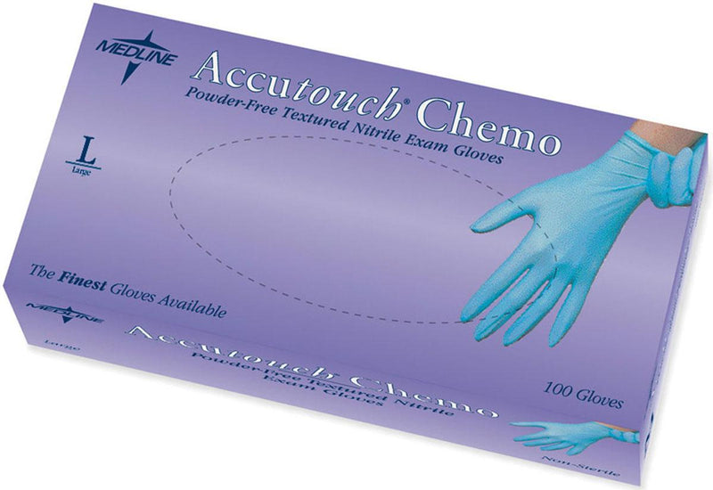 Accutouch Chemo Powder-Free Blue Nitrile Exam Gloves, Size L, 100/BX (05166CS) Box of 100