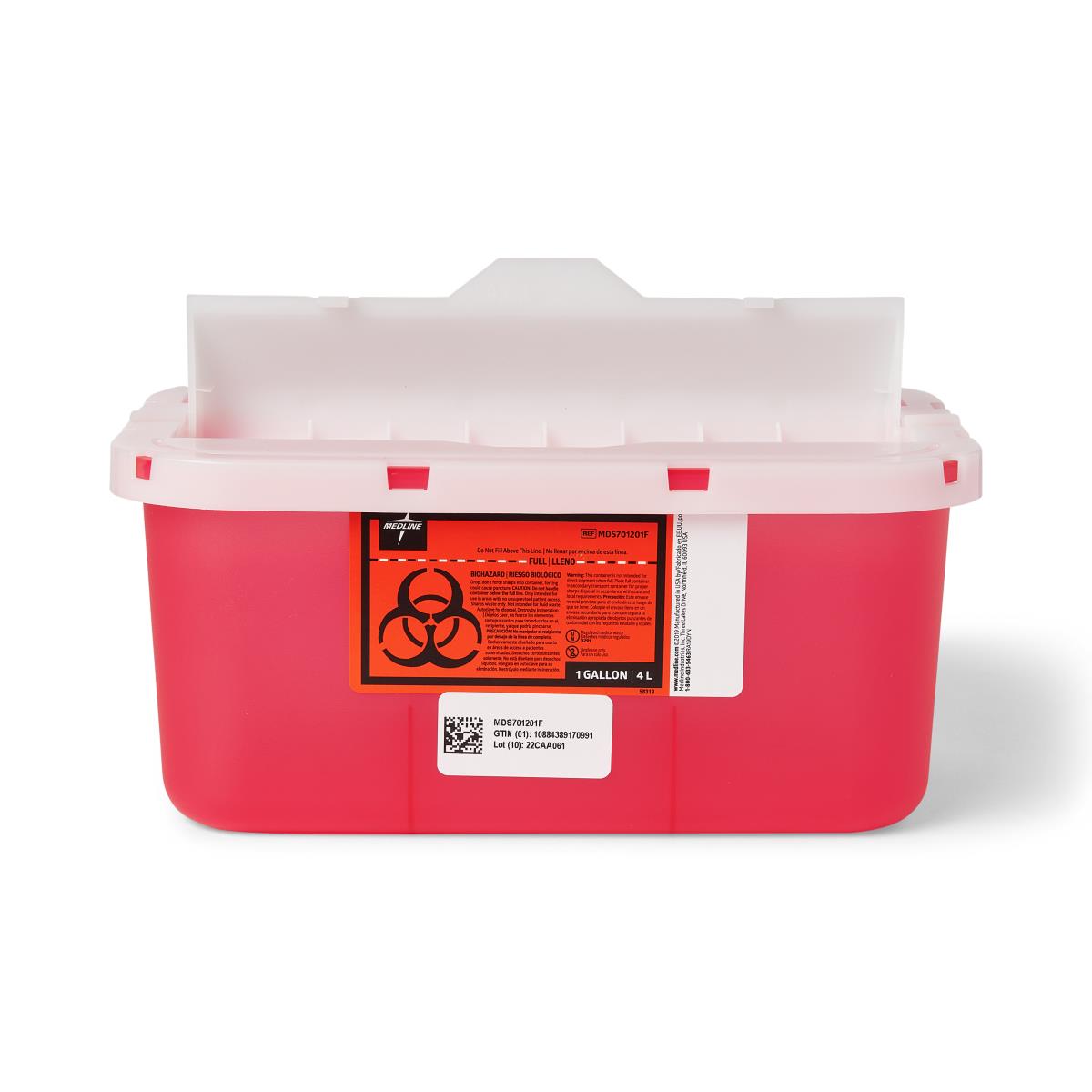 Patient Room Sharps Container with Counter-Balance Lid, Translucent Re ...