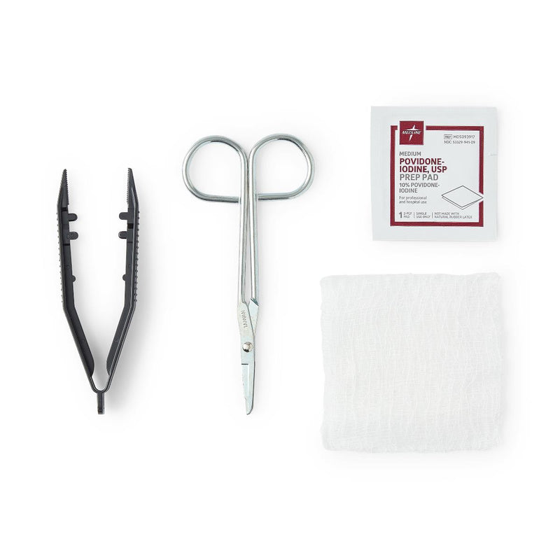 Suture Removal Tray with Wire Metal Littauer Scissors and PVP Prep Pad, 1/EA  (MDS701550H) Each