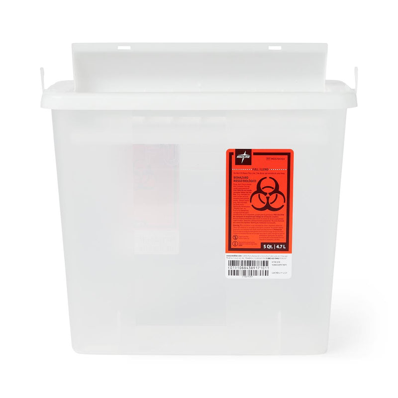 Patient Room Sharps Container with Counter-Balance Lid, Clear, 5 qt., 1/EA  (MDS705154H) Each