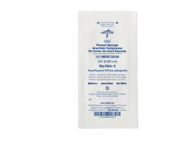 X-Ray Detectable Sterile Peanut Sponge, Small, 3/8", 5/PK (MDS72038Z) Pack of 5