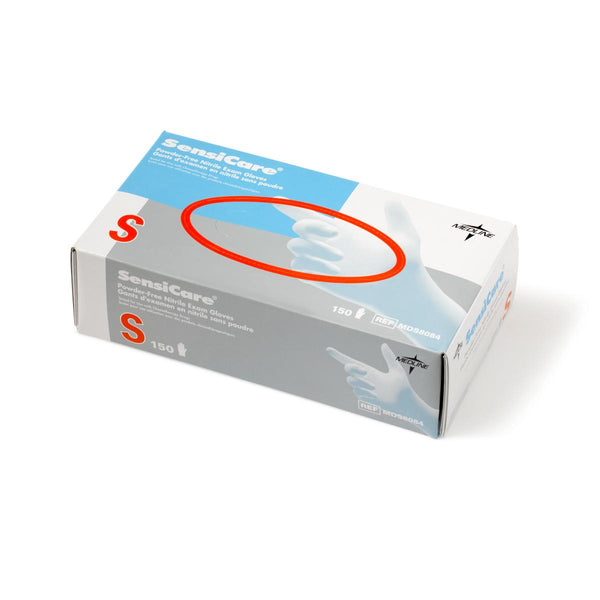SensiCare Powder-Free Nitrile Exam Gloves with Textured Fingertips, Size S, 150/BX (MDS8084H) Box of 150