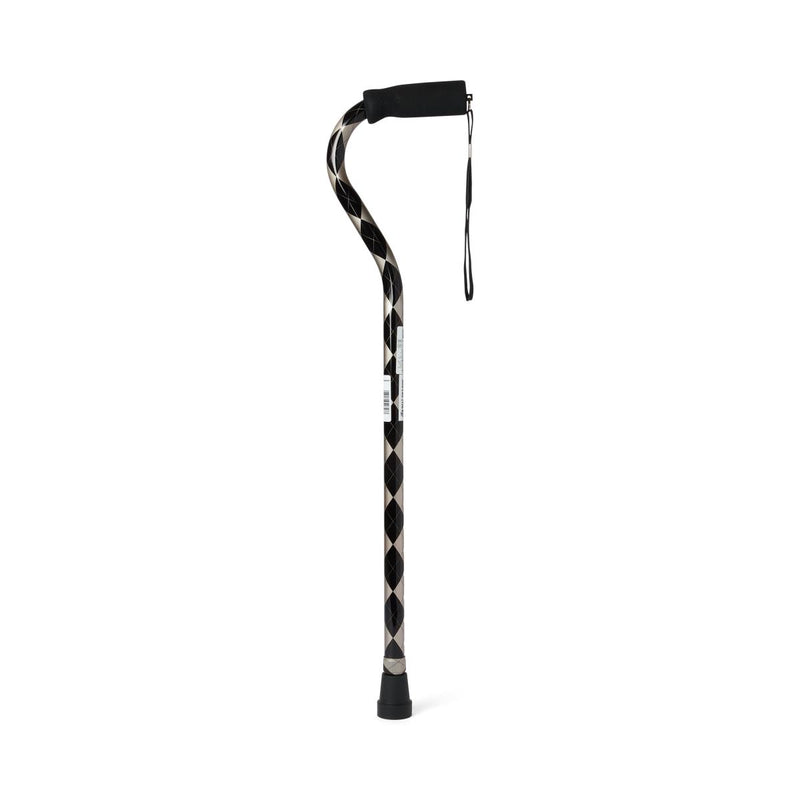 Aluminum Fashion Cane with Offset Handle, Black Argyle, 1/EA  (MDS86420ARGH) Each