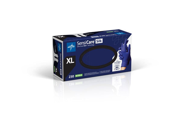 SensiCare Silk Nitrile Exam Gloves with SmartBoX Technology, Size XL, 230/BX (MDSXB7587H) Box of 230