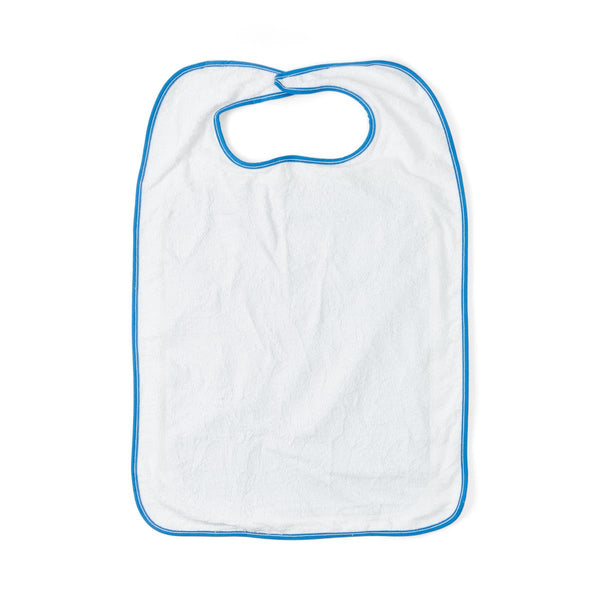 Bib with Hook and Loop Strap, Adult, 21" x 33", White, 12/DZ  (MDT014101Z) 1 Dozen