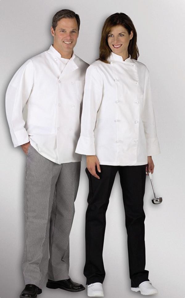 Unisex Long-Sleeved Chef Coat with Plastic Buttons, White, Size XL, 1 EA (MDT77502104) Each
