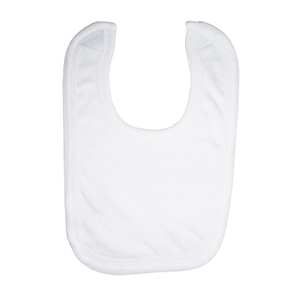 Knit Baby Bib, White, White Trim, 12/DZ  (MDTDDR1023) 1 Dozen