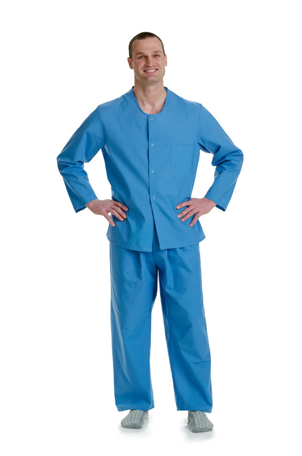 Pajama Shirt with Snap Closure, Solid Blue, Size XL (MDTTP4S05BLU) Each