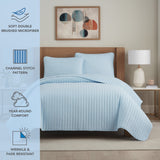Arkwright Home® Host & Home Brushed Microfiber Quilt Set, Queen, Light Blue, 4/Case (MFQT-FQSET-LB) Case of 4