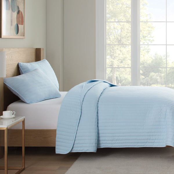 Host & Home Microfiber Quilt Set (Full/Queen) Light Blue (P-MFQT-FQSET-LB) 1/EA