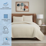 Arkwright Home® Host & Home Brushed Microfiber Quilt Set, Queen, Taupe, 4/Case (MFQT-FQSET-TP) Case of 4