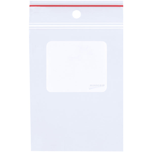 5 x 8" - 4 Mil Minigrip® White Block Reclosable Poly Bags w/ Hang Holes, Case Of 1000 Case Of 1000