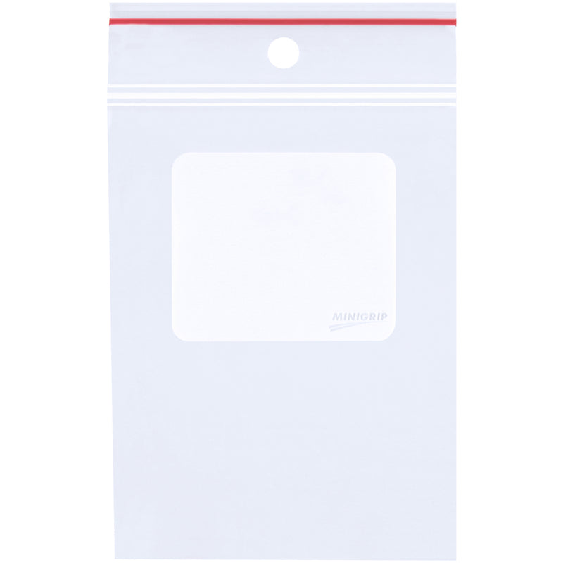 5 x 8" - 4 Mil Minigrip® White Block Reclosable Poly Bags w/ Hang Holes, Case Of 1000 Case Of 1000