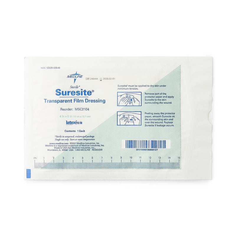 SureSiteTransparent Film Dressings, 4" x 5", 1/EA  (MSC2104H) Each