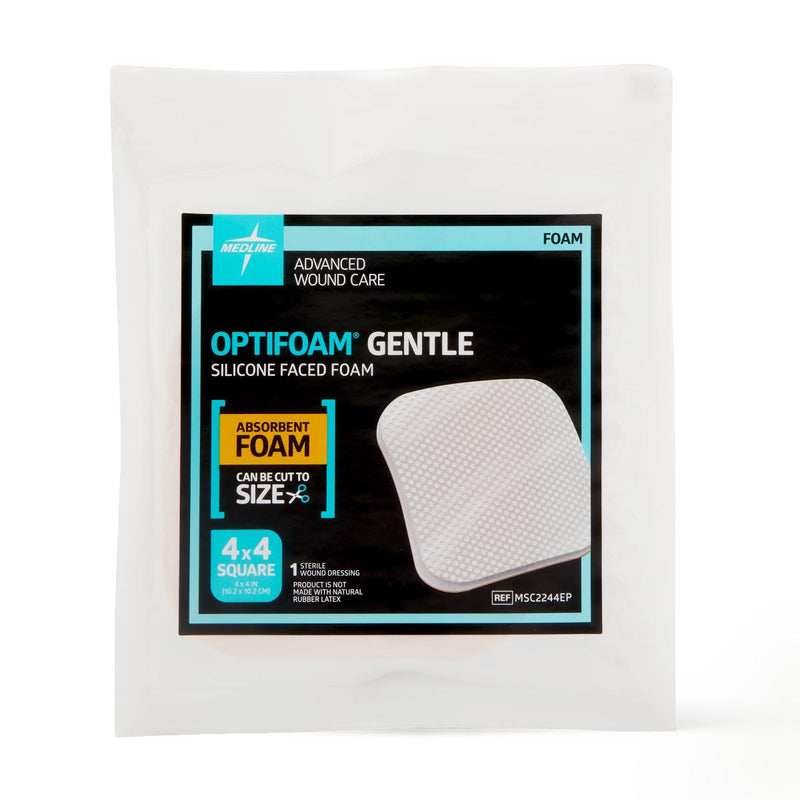 Optifoam Gentle Silicone-Faced Foam Dressing, 4" x 4", in Educational Packaging, 1/EA  (MSC2244EPH) Each