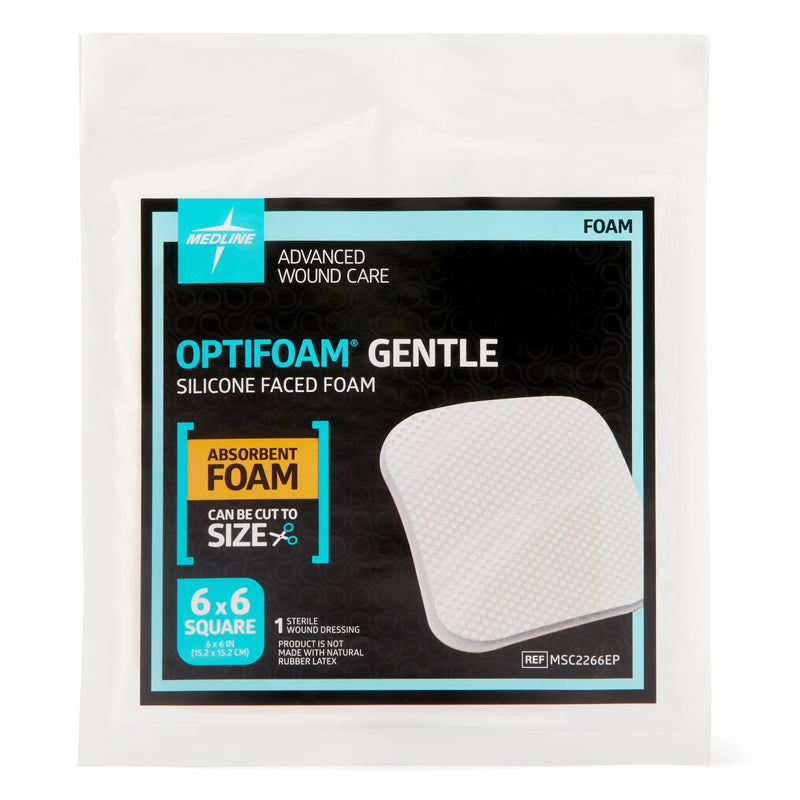 Optifoam Gentle Silicone-Faced Foam Dressing, 6" x 6", in Educational Packaging, 1/EA  (MSC2266EPH) Each