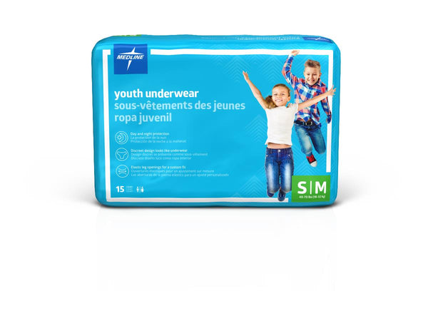 Disposable Protective Youth Underwear, Size Youth S/M (40-70 lb.), 15/BG (MSC23001AH) Bag of 15