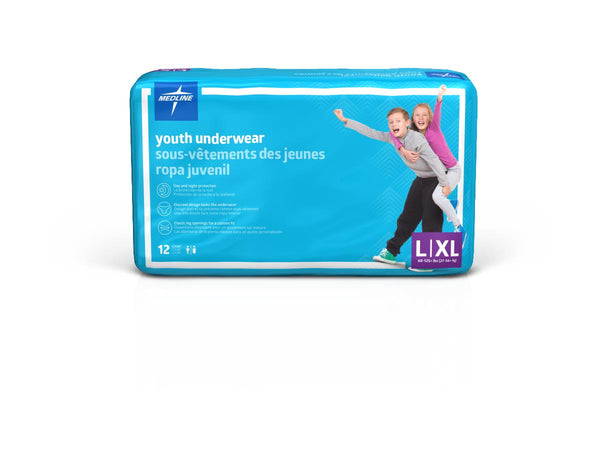 Disposable Protective Youth Underwear, Size Youth L/XL (60-125 lb.), 12/BG (MSC23003AH) Bag of 12