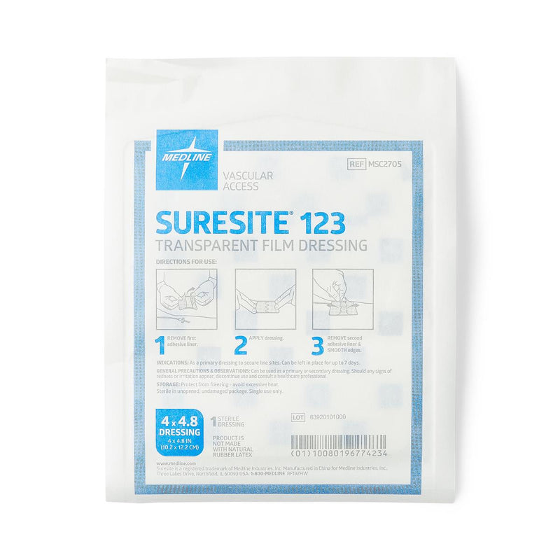 SureSite123 Transparent Dressing, 4" x 4.8", 1/EA  (MSC2705H) Each