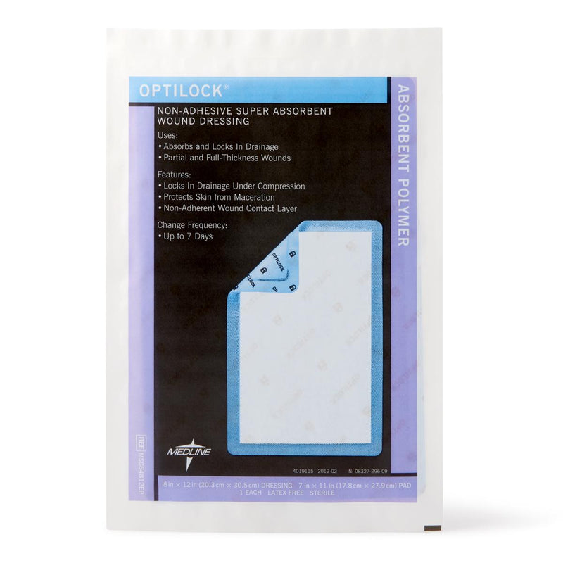 OptiLock Nonadhesive Super Absorbent Wound Dressings, 8" x 12", in Educational Packaging, 1/EA  (MSC64812EPH) Each