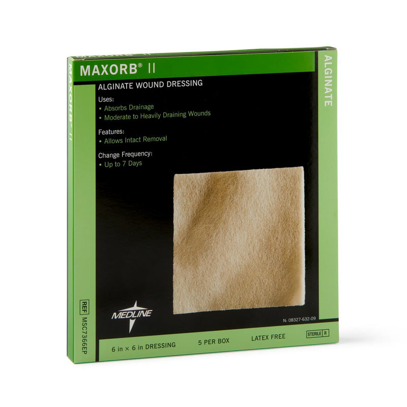 Maxorb II Alginate Dressings, 6" x 6", in Educational Packaging, 5/BX  (MSC7366EPZ) Box of 5