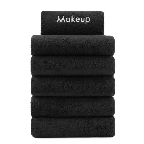 Arkwright Home Bck2U Coral Fleece Makeup Towel 11x17 Black (6/Pack) (P-MU-FTBLK) 6/PK