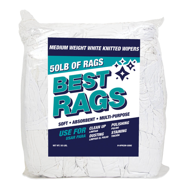 Arkwright Home WPK Optimal White T-Shirt Wipers 50lb Bag (N-WPK-50BG) 1/BG