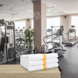 Hospeco® Power Gym Hand Towel 16x27 Gold Stripe, 120/Case (HOSPWR-1627-3GLDCS-CS) Case of 120