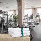 Hospeco® Power Gym Hand Towel 16x27 Green Stripe, 120/Case (HOSPWR-1627-3GRCS-CS) Case of 120