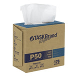 TASKBrand® P50 Premium Series Wipers, Hydrospun, White, 8.26"x12.75", Light Duty, Interfold, 176/Box, 10 bxs/Case (HOSN-P050IDW2) Case of 1760