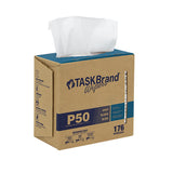 TASKBrand® P50 Premium Series Wipers, Hydrospun, White, 8.26"x12.75", Light Duty, Interfold, 176/Box, 10 bxs/Case (HOSN-P050IDW2) Case of 1760