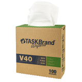 TASKBrand® V40 Value Series Wipers, DRC, White, 9"x16.5", Heavy Duty, Interfold, 100/Box, 9 bxs/Case (HOSN-V040IDW) Case of 900