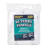 Hospeco® Terry Towel White Cotton Cleaning Cloths 14x17, Case of 300 (HOSN030-TT60) Case of 300