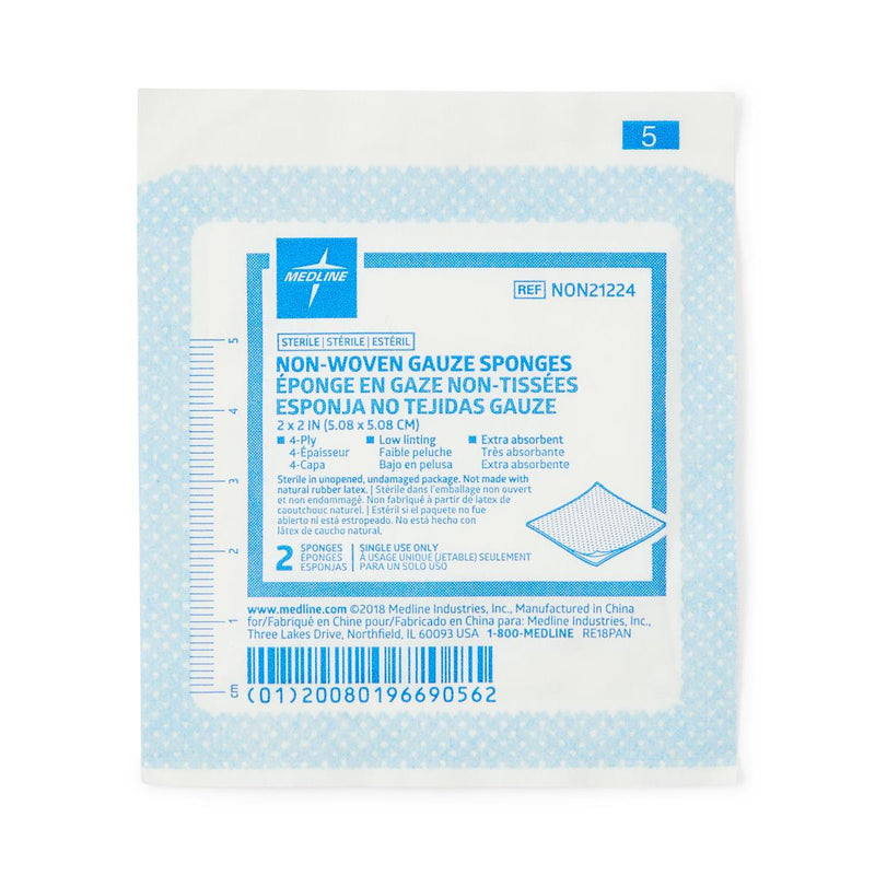 Gauze Sterile Nonwoven 4-Ply Sponges, 2" x 2" in 2-Packs, 1/EA  (NON21224HH) Each