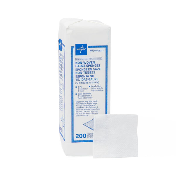 Gauze Nonsterile Nonwoven 3-Ply Sponges, 2" x 2", 200/BG  (NON25223Z) Bag of 200