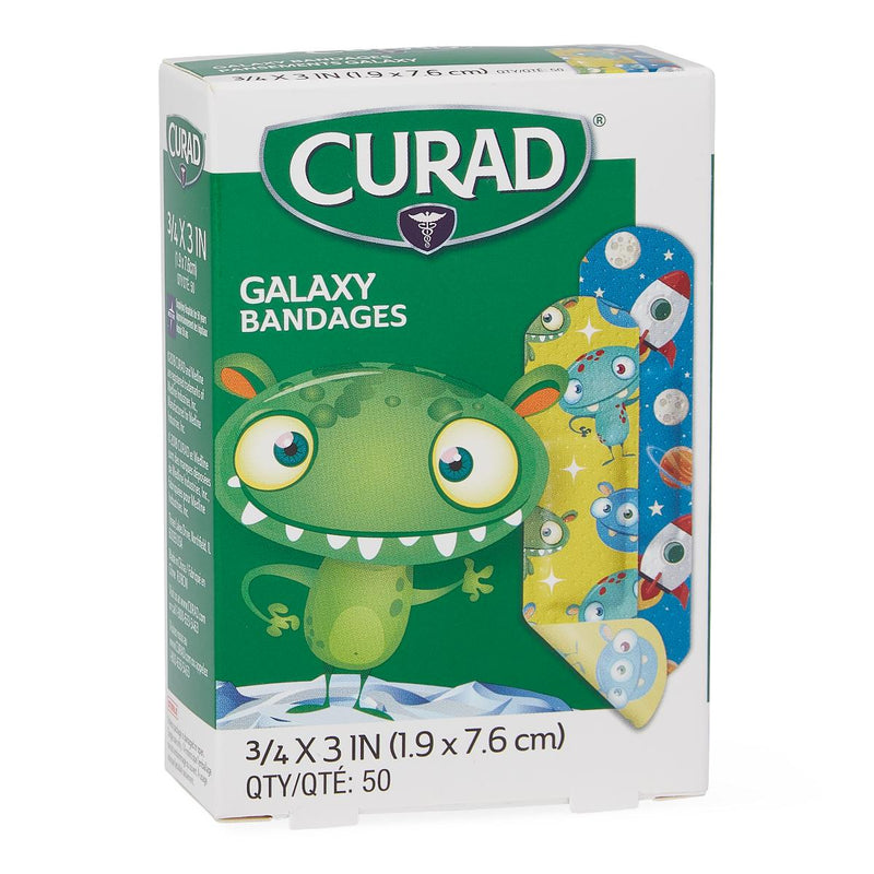 CURAD Galaxy Plastic Adhesive Bandage,  3/4" x 3", 50/BX  (NON256132Z) Box of 50