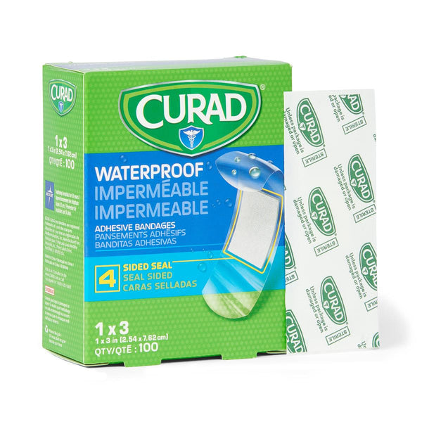 CURAD Plastic Waterproof Adhesive Bandage, Sterile, 1" x 3", Natural Color, 1200/CS  (NON25670) Case of 1200