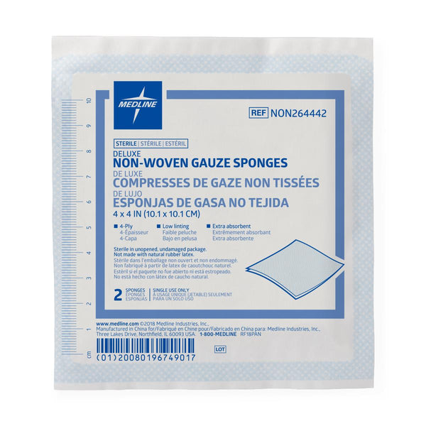 Deluxe 4-Ply Sterile Nonwoven Gauze Sponge, 4" x 4", 2/PK  (NON264442H) Pack of 2