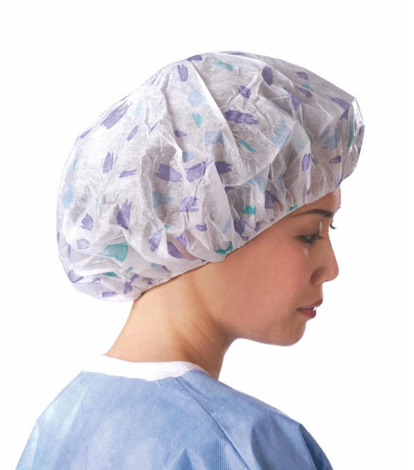 Pro Series Bouffant Caps, Brush Stroke Print, 24", 100/BX (NON28229Z) Box of 100