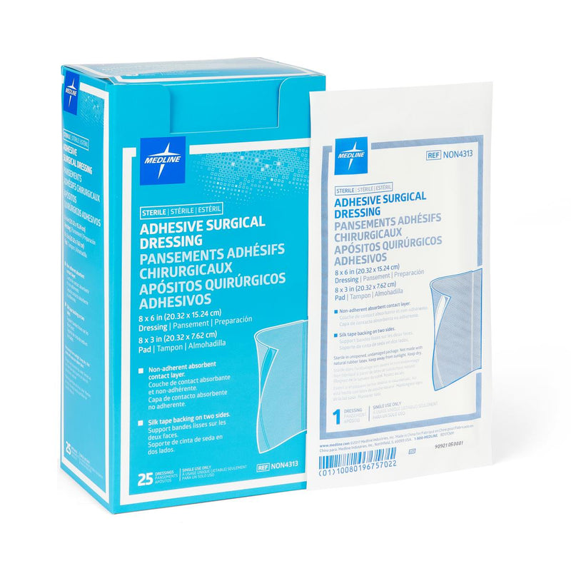 Sterile Adhesive Surgical Dressing, 8" x 6" with 8" x 3" Pad, 1/EA  (NON4313H) Each