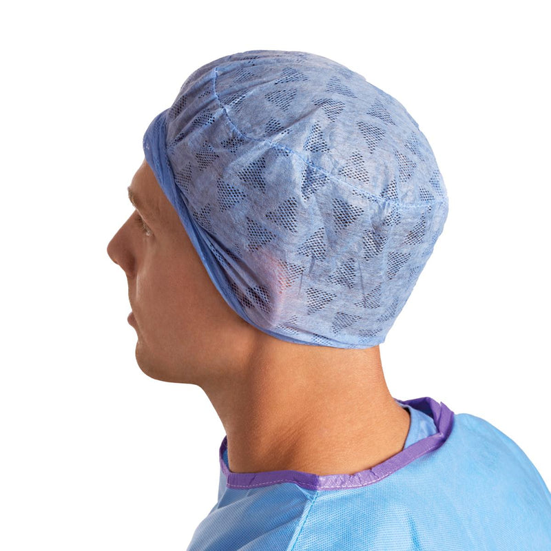 Premium Nonwoven Composite Material Head Cover, Elastic Back and Adjustable Front, Blue, Size Regular, 100/BX (NON61950Z) Box of 100