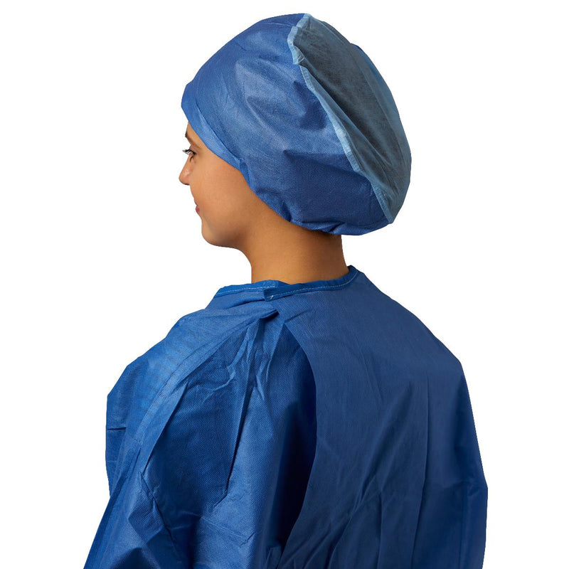 Premium SMS/Polypropylene Head Cover, Elastic Back and Adjustable Front, Blue, Size Regular, 100/BX (NON61980Z) Box of 100
