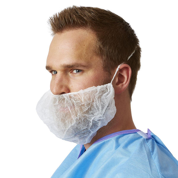 Spunbond Beard Covers with Elastic, White, One Size Fits Most, 100/BX (NONSH400Z) Box of 100