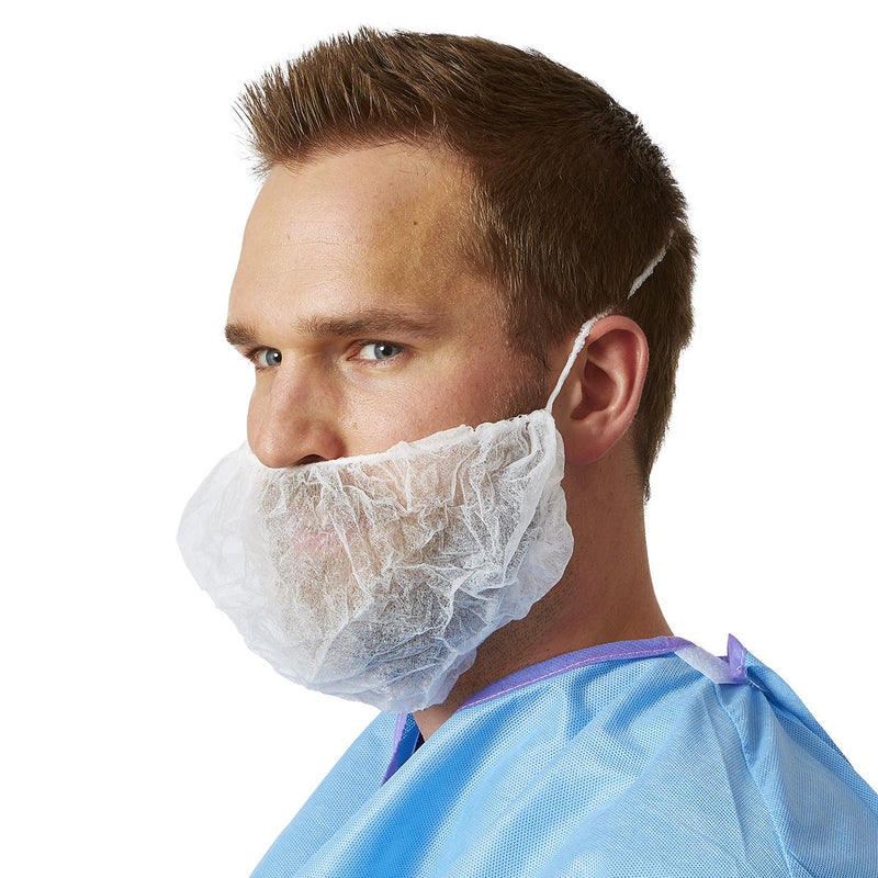 Spunbond Beard Covers with Elastic, White, One Size Fits Most, 100/BX (NONSH400Z) Box of 100